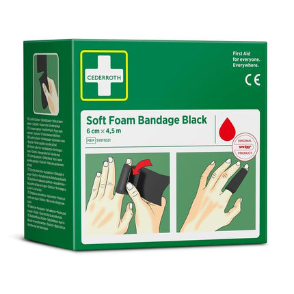 Cederroth soft foam bandage schwarz 6 cm x 4,5m | Packung (1 Stück)
