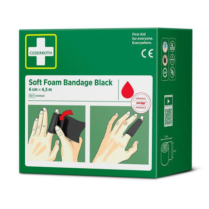 Cederroth soft foam bandage schwarz 6 cm x 4,5m | Packung (1 Stück)