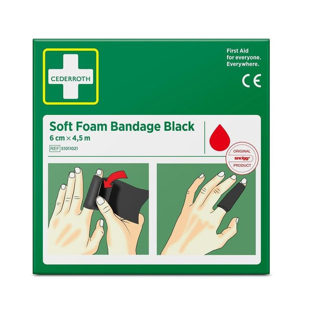 Cederroth soft foam bandage schwarz 6 cm x 4,5m | Packung (1 Stück)