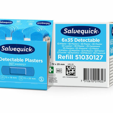 Blauer detektierbare Pflaster, 35 stück/mine | Packung (6 Stück)