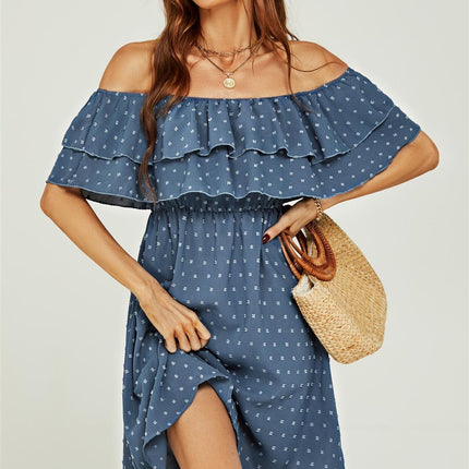 Bardot Frill Mini Dress In Blue