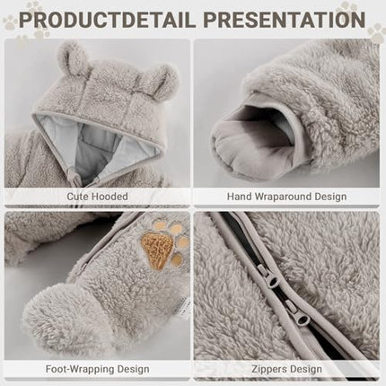 Baby Schneeanzüge Winter Overall mit Kapuze Fleece Strampler Mädchen Jungen Warm Outfits- Gr. 0-3 Monate (59 cm), Gelb