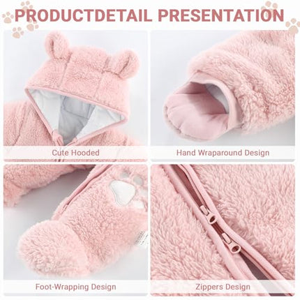 Baby Schneeanzüge Winter Overall mit Kapuze Fleece Strampler Mädchen Jungen Warm Outfits- Gr. 0-3 Monate (59 cm), Gelb