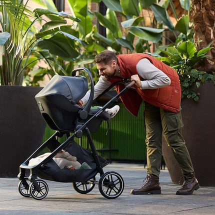 Bebeconfort Luvia Trio, Kinderwagen 3 in 1, 0–4 Jahre (0–22 kg), Baby Kinderwagen, Babyschale, Kinderwagenaufsatz, Smartes Faltsystem, Verstellbarer Schieber, Stoßdämpfung auf Rädern, Mineral Graphite