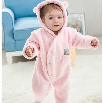 Baby Winter Schneeanzug Baby Strampler, Junge und Mädchen Einteiliger Anzug mit Kapuze, Kleinkind Oberbekleidung Schneeanzug Set Dick und Warm,Blau 3-6 Monate