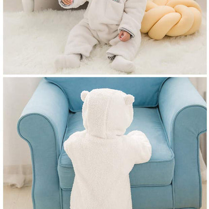 Baby Winter Schneeanzug Baby Strampler, Junge und Mädchen Einteiliger Anzug mit Kapuze, Kleinkind Oberbekleidung Schneeanzug Set Dick und Warm,Blau 3-6 Monate