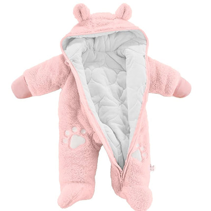 Baby Schneeanzüge Winter Overall mit Kapuze Fleece Strampler Mädchen Jungen Warm Outfits- Gr. 0-3 Monate (59 cm), Gelb