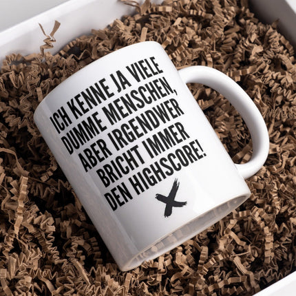 Lustige Kaffeetasse "Ich kenne ja viele dumme Menschen..." Frühstück Morgen Arbeit Tasse Büro Geschenk