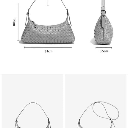 Braided Shoulder - Handbag In Off White