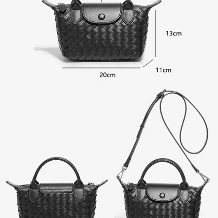 Braided Mini Top Handle Bag In Black