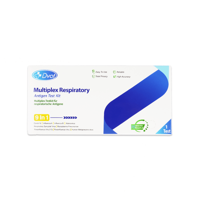 Combo 9in1 - DVOT Professional SARS-CoV-2, Influenza A+B, RSV, Adenovirus, hMPV, PIV 1/3, PIV 2, Mycoplasma | Packung (1 Stück)