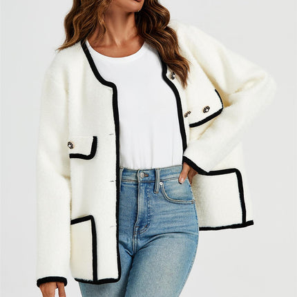 Relaxed Boucle Jacket In Cream White