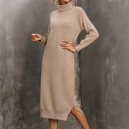 Jumper Dress With High Neck In Beige