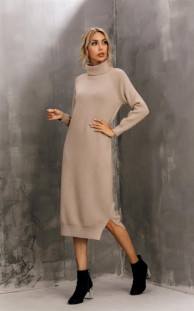 Jumper Dress With High Neck In Beige