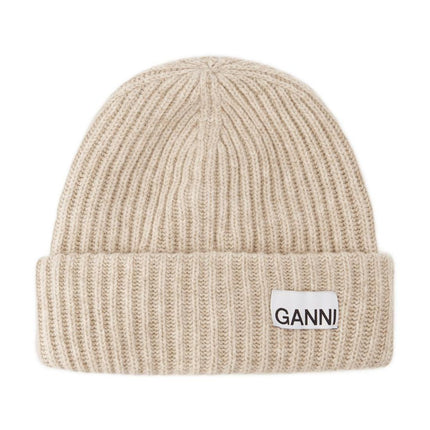 Beanie Hut - Ganni - Wolle - Beige