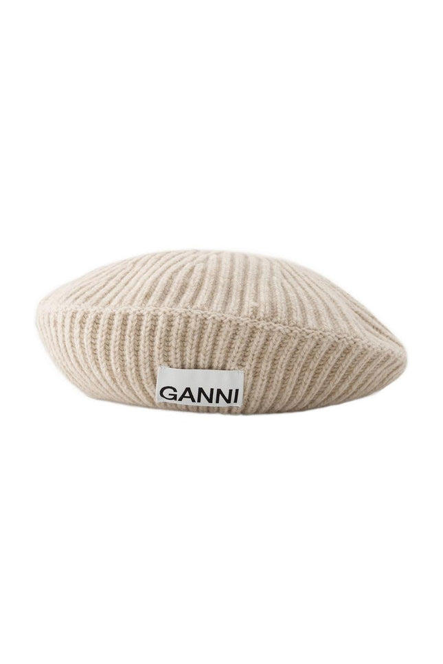 Rib Beret Hut - Ganni - Wolle - Beige
