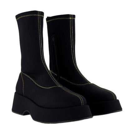 Retro Flatform Stiefel - Ganni - Synthetik - Schwarz