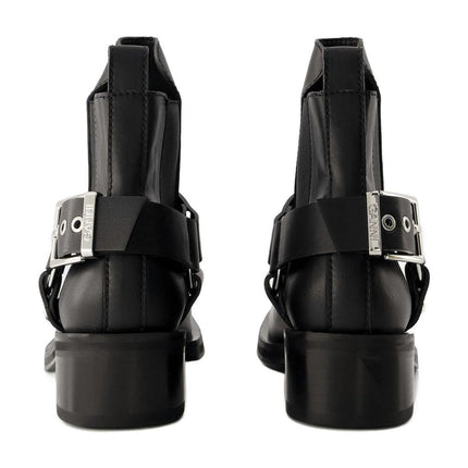 Biker Chelsea Ankle Boots - Ganni - Leder - Schwarz