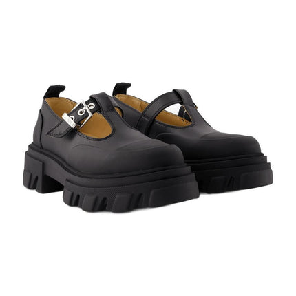 Cleated Mary Jane Mokassins - Ganni - Kunstleder - Schwarz