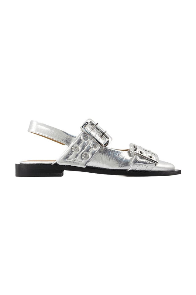Feminine Buckle Ballerinas - Ganni - Kunstleder - Silber