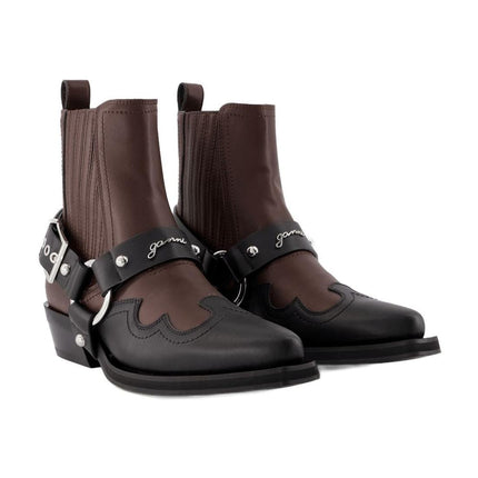 Chelsea Western Stiefel - Ganni - Kunstleder - Schwarz