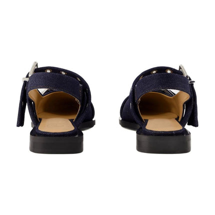 Feminine Buckle Ballerinas - Ganni - Baumwolle - Blau
