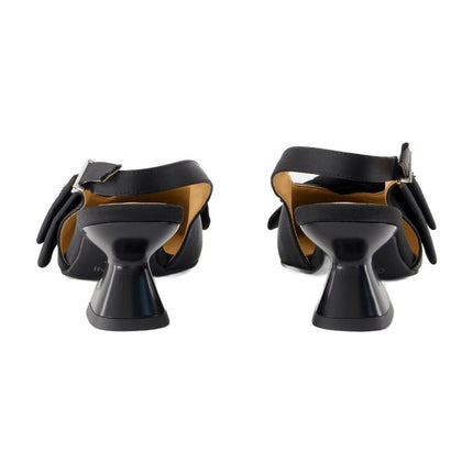 Big Bow Kitten Pumps - Ganni - Synthetik - Schwarz