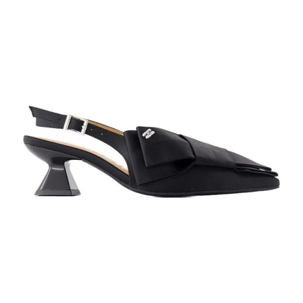 Big Bow Kitten Pumps - Ganni - Synthetik - Schwarz