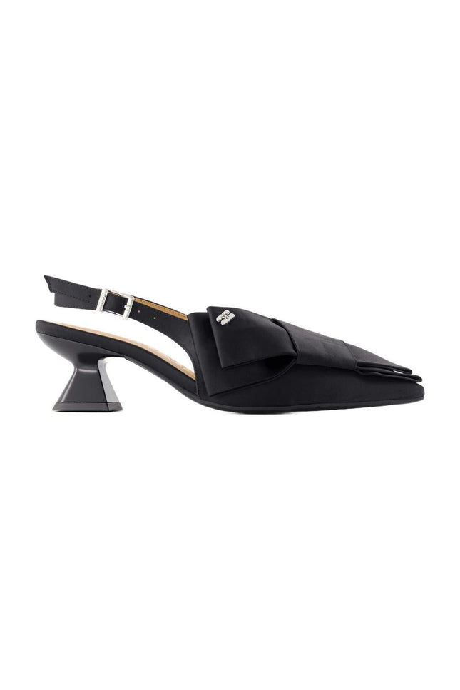Big Bow Kitten Pumps - Ganni - Synthetik - Schwarz
