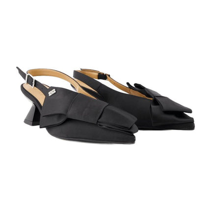 Big Bow Kitten Pumps - Ganni - Synthetik - Schwarz