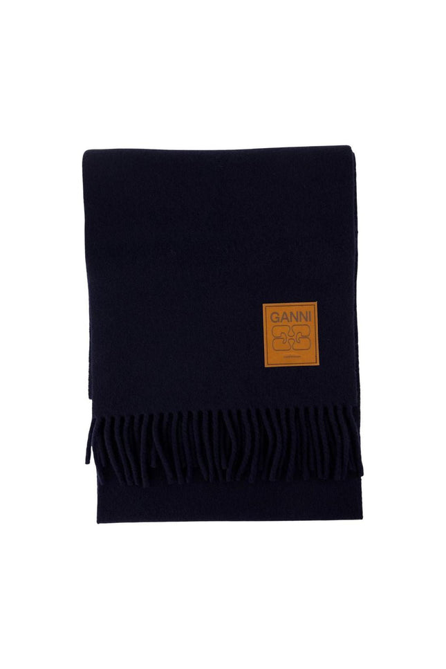 Double Face Solid Schal - Ganni - Wolle - Schwarz