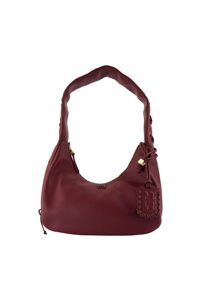 Schultertasche Medium Laces - Ganni - Leder - Bordeaux