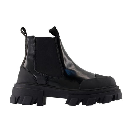 Low Chelsea Ankle Boots - Ganni - Leder - Schwarz
