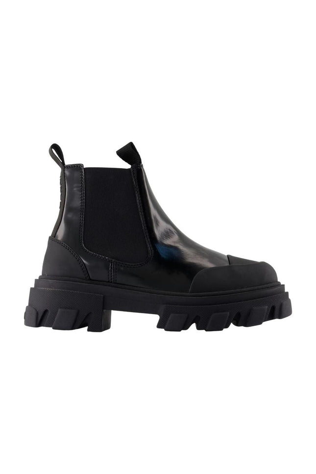 Low Chelsea Ankle Boots - Ganni - Leder - Schwarz