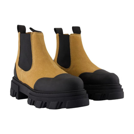 Low Chelsea Ankle Boots - Ganni - Leder - Braun