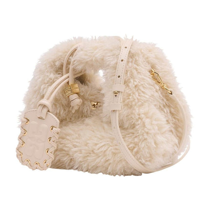 Mini Fur Handtasche - Ganni - Synthetik - Weiß