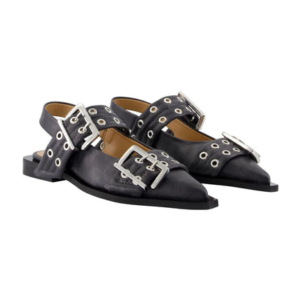 Feminine Buckle Vintage Ballerinas - Ganni - Leder - Grau