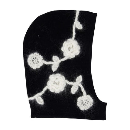Häkelmütze Flowers - Ganni - Wolle - Schwarz