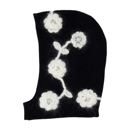 Häkelmütze Flowers - Ganni - Wolle - Schwarz