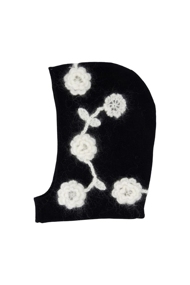 Häkelmütze Flowers - Ganni - Wolle - Schwarz