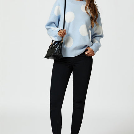 Dot Pattern Knitted Jumper In Blue