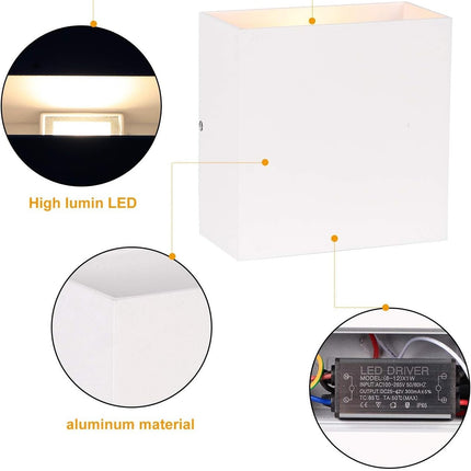 SOBROVO LED Wall Light / Wandleuchten 2er Pack 12W Wandlampe Außen/Innen IP65