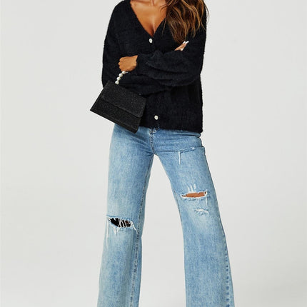 Relaxed Cozy Soft Cardigan In Black