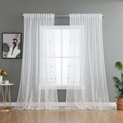 Gardine Raschel Stickerei  Design  »Florenz« Multiband für Gardinenschiene und Gardinenstange Elegante Fensterdekoration 2023200