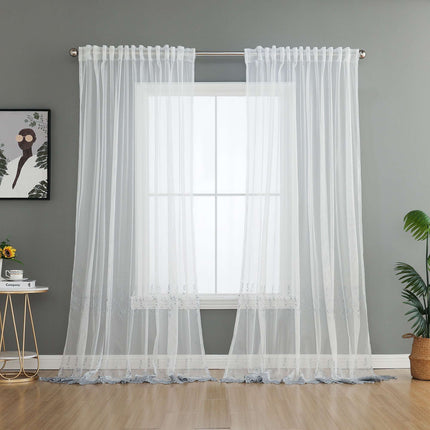 Gardine Raschel Stickerei  Design  »Florenz« Multiband für Gardinenschiene und Gardinenstange Elegante Fensterdekoration 2023200