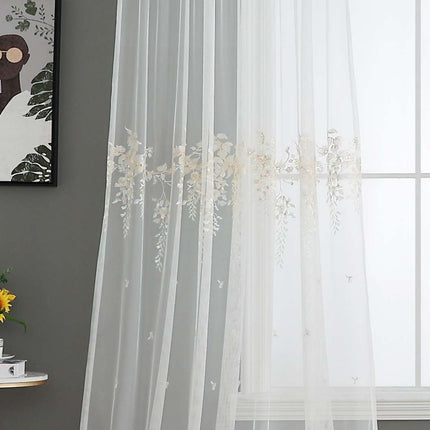 Gardine Raschel Stickerei  Design  »Florenz« Multiband für Gardinenschiene und Gardinenstange Elegante Fensterdekoration 2023200