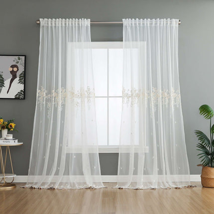Gardine Raschel Stickerei  Design  »Florenz« Multiband für Gardinenschiene und Gardinenstange Elegante Fensterdekoration 2023200