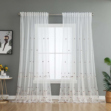 Gardine Raschel Stickerei  Design  »Florenz« Multiband für Gardinenschiene und Gardinenstange Elegante Fensterdekoration 2023200