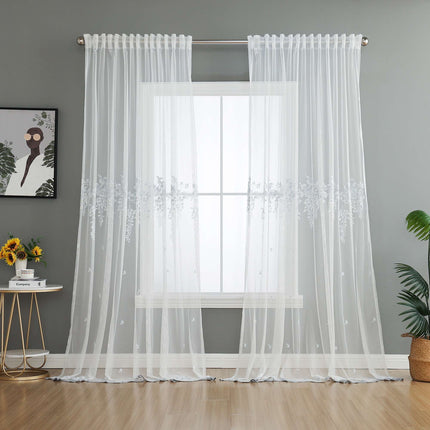 Gardine Raschel Stickerei  Design  »Florenz« Multiband für Gardinenschiene und Gardinenstange Elegante Fensterdekoration 2023200