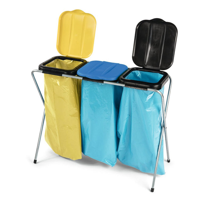 Nölle Profi Abfallsammler mit 3-fach Metallbeinen, 96x37x78 cm, gelb/blau/schwarz | 1 Stück